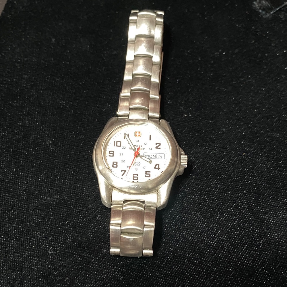 Silver vintage Swiss Military Stainless Steel Watch - Picture 10 of 12